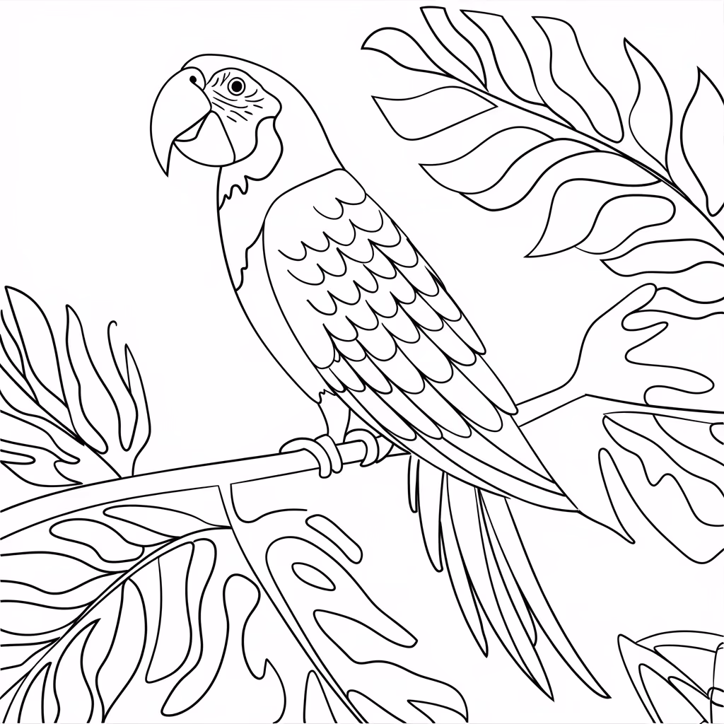 Papagaio para colorir — desenho para imprimir