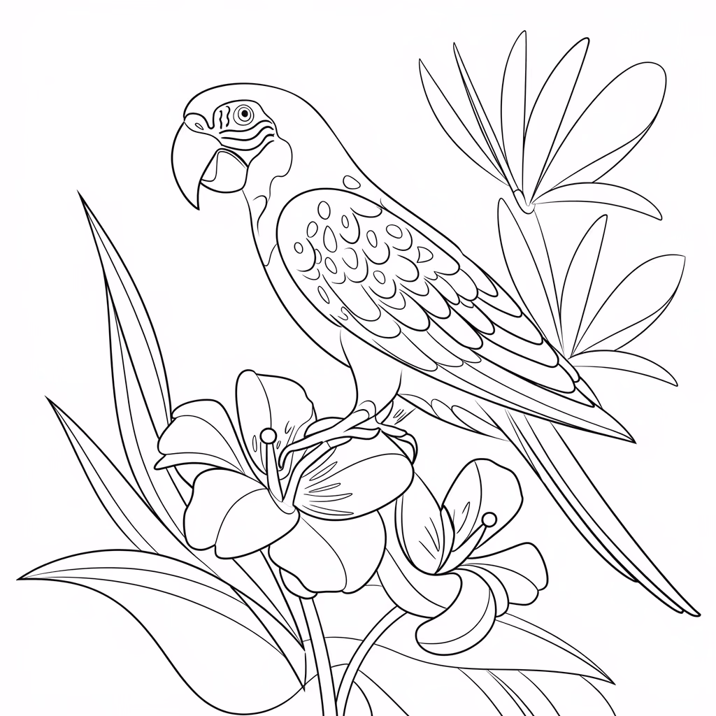 Papagaio para colorir — desenho para imprimir