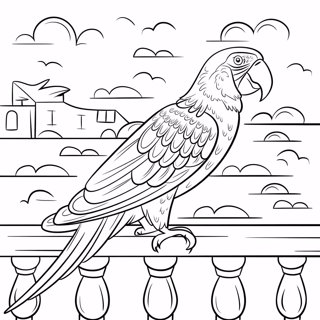 Papagaio para colorir — desenho para imprimir
