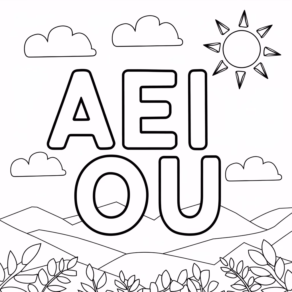 Vogais para colorir — desenho para imprimir