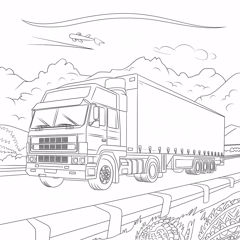 Carreta para colorir — desenho para imprimir