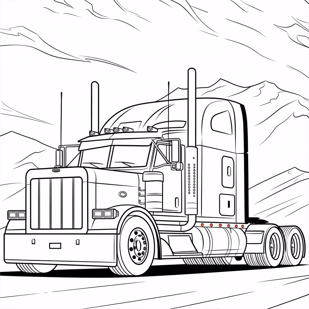 Carreta para colorir — desenho para imprimir