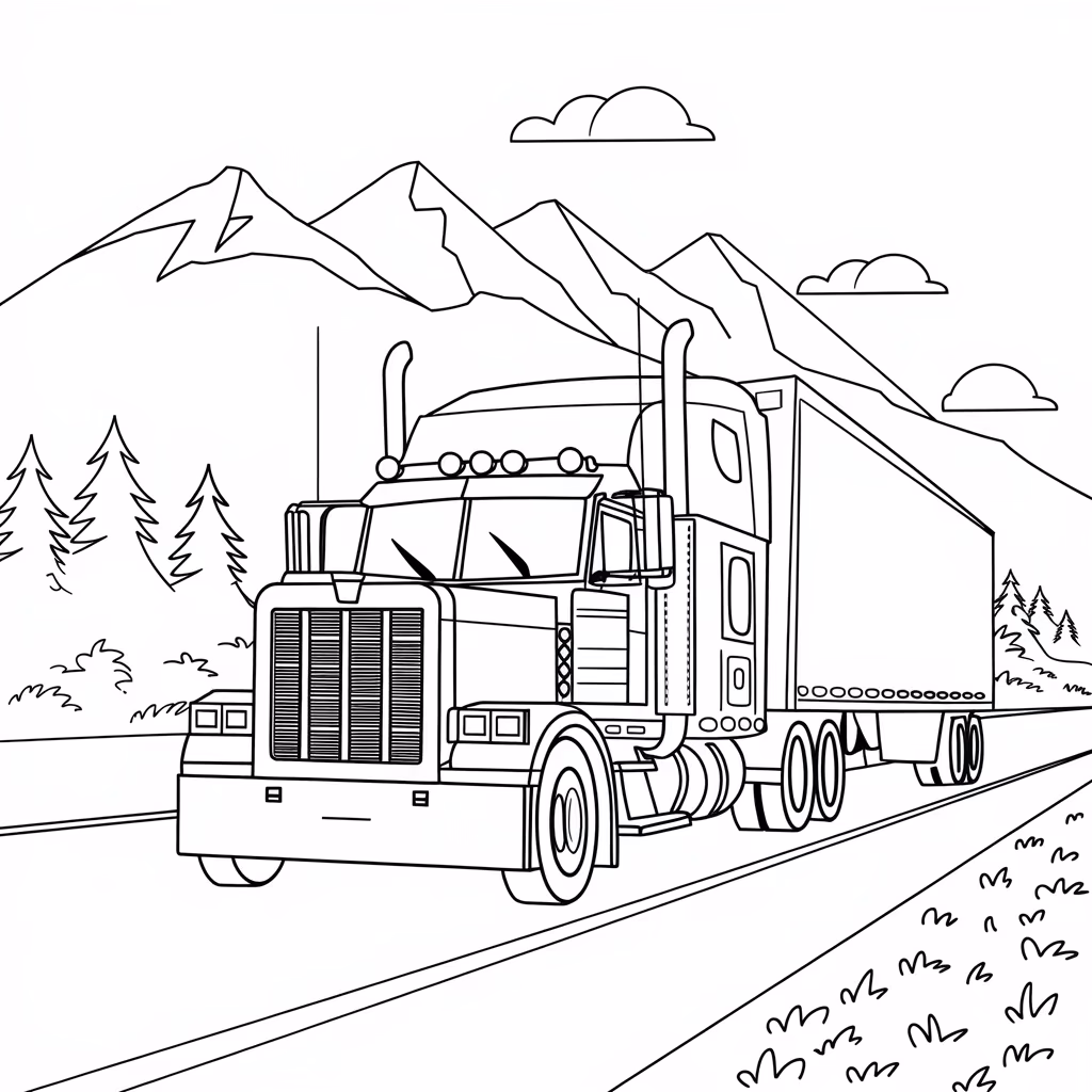 Carreta para colorir — desenho para imprimir