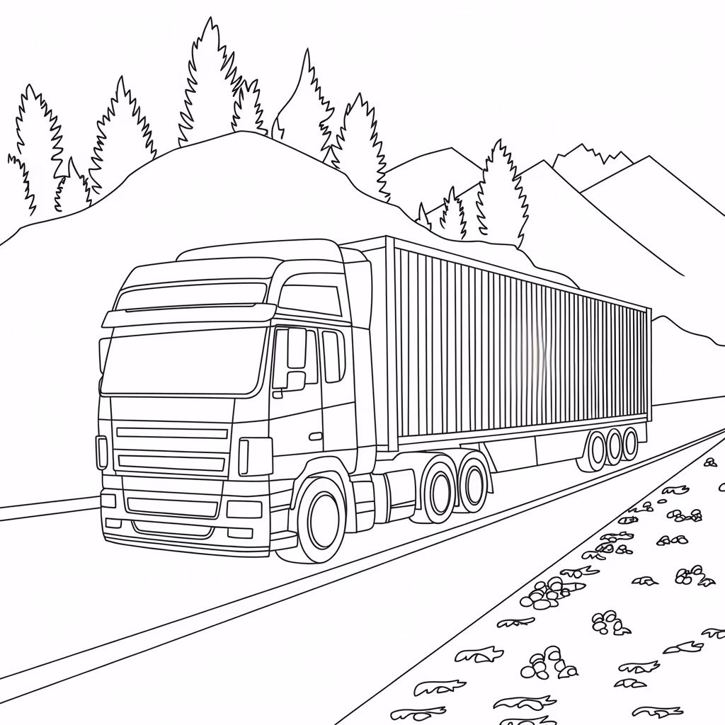 Carreta para colorir — desenho para imprimir