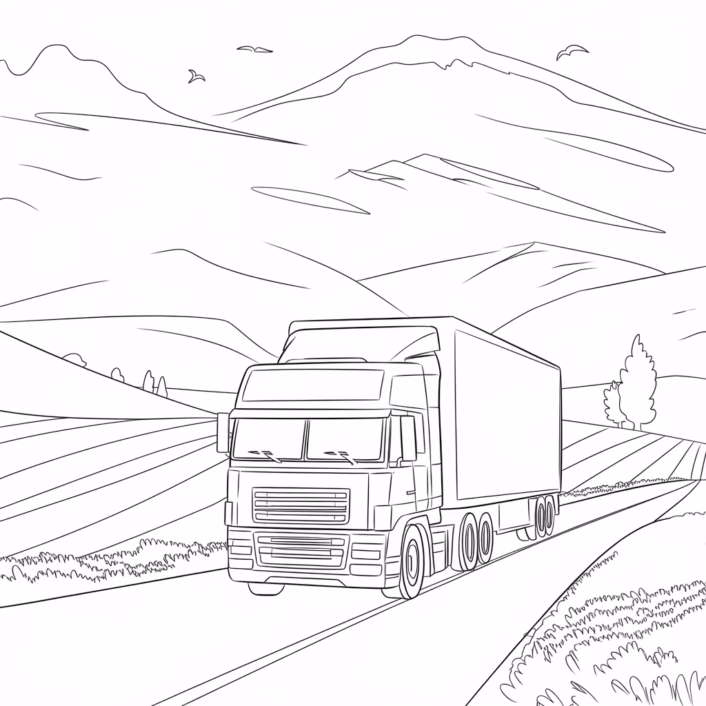 Carreta para colorir — desenho para imprimir