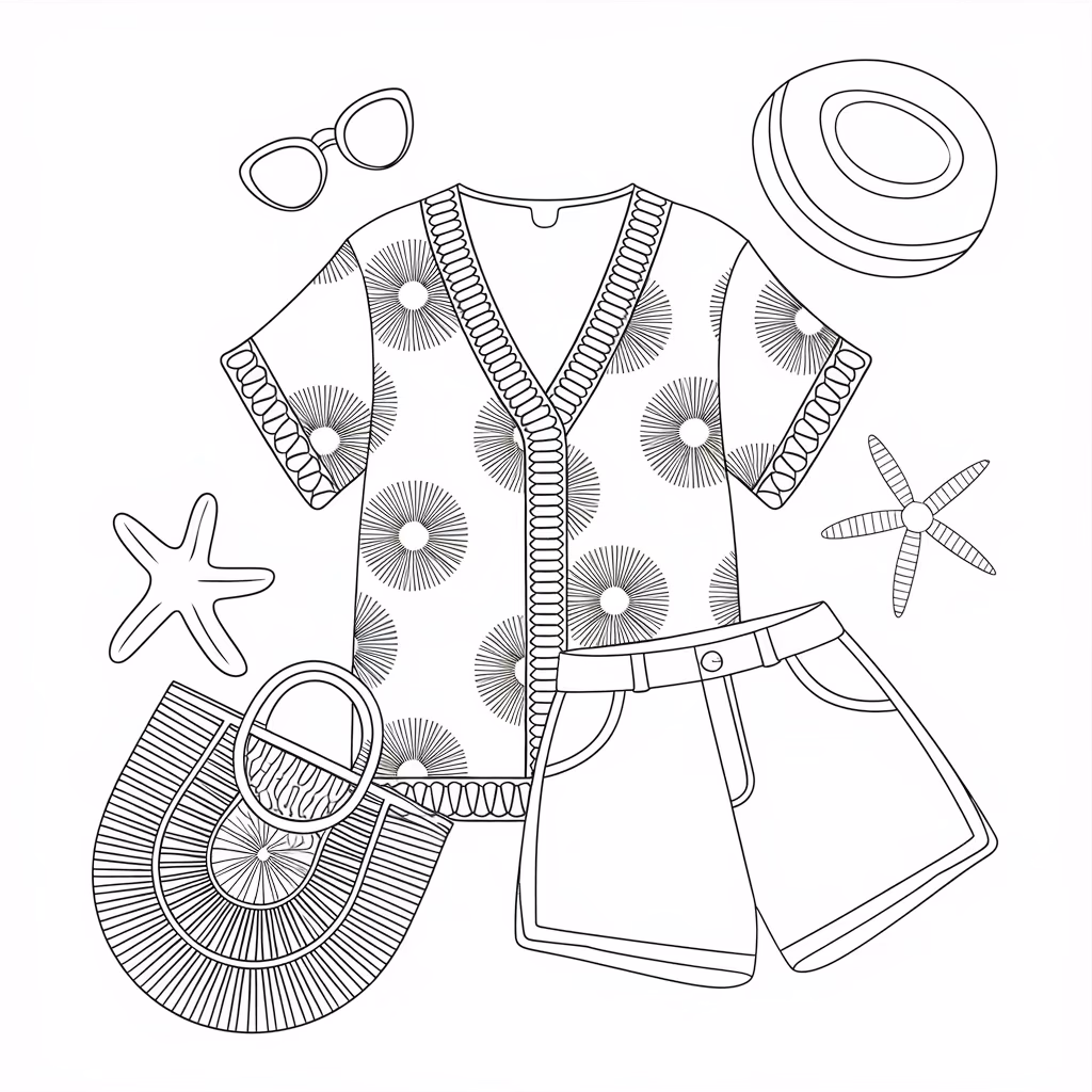 Roupas moda para colorir — desenho para imprimir