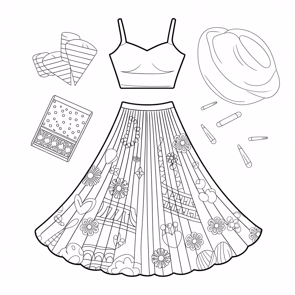 Roupas moda para colorir — desenho para imprimir