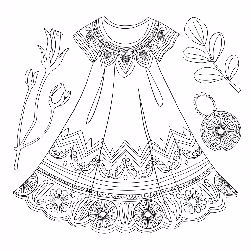 Roupas moda para colorir — desenho para imprimir