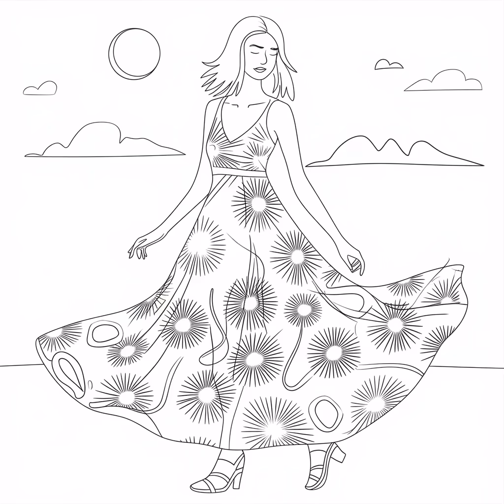 Roupas moda para colorir — desenho para imprimir