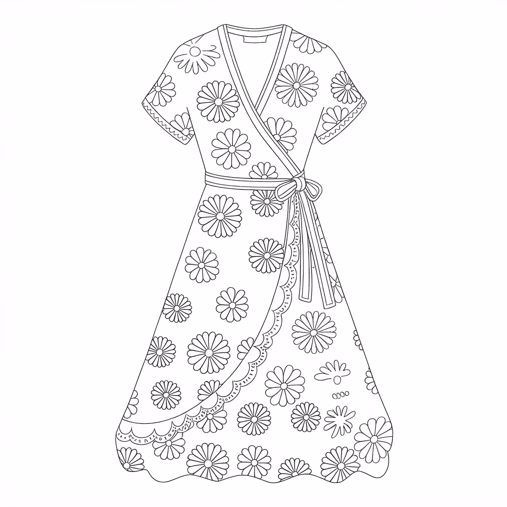 Roupas moda para colorir — desenho para imprimir