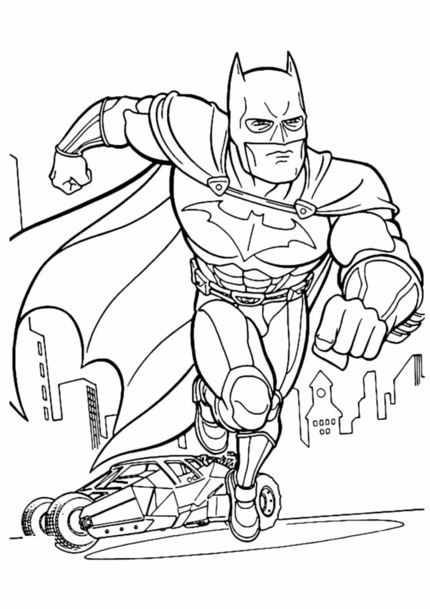 Batman e para colorir — desenho para imprimir