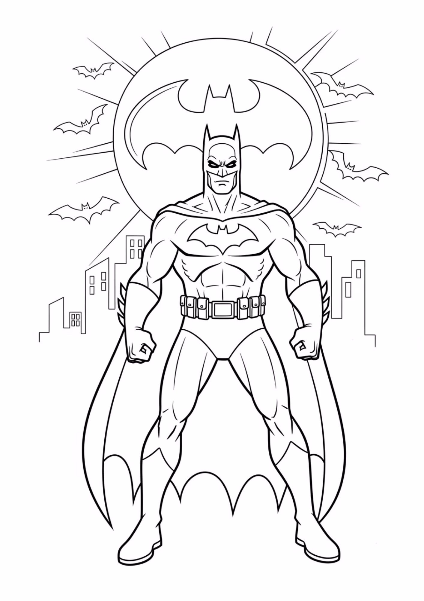 Batman e para colorir — desenho para imprimir