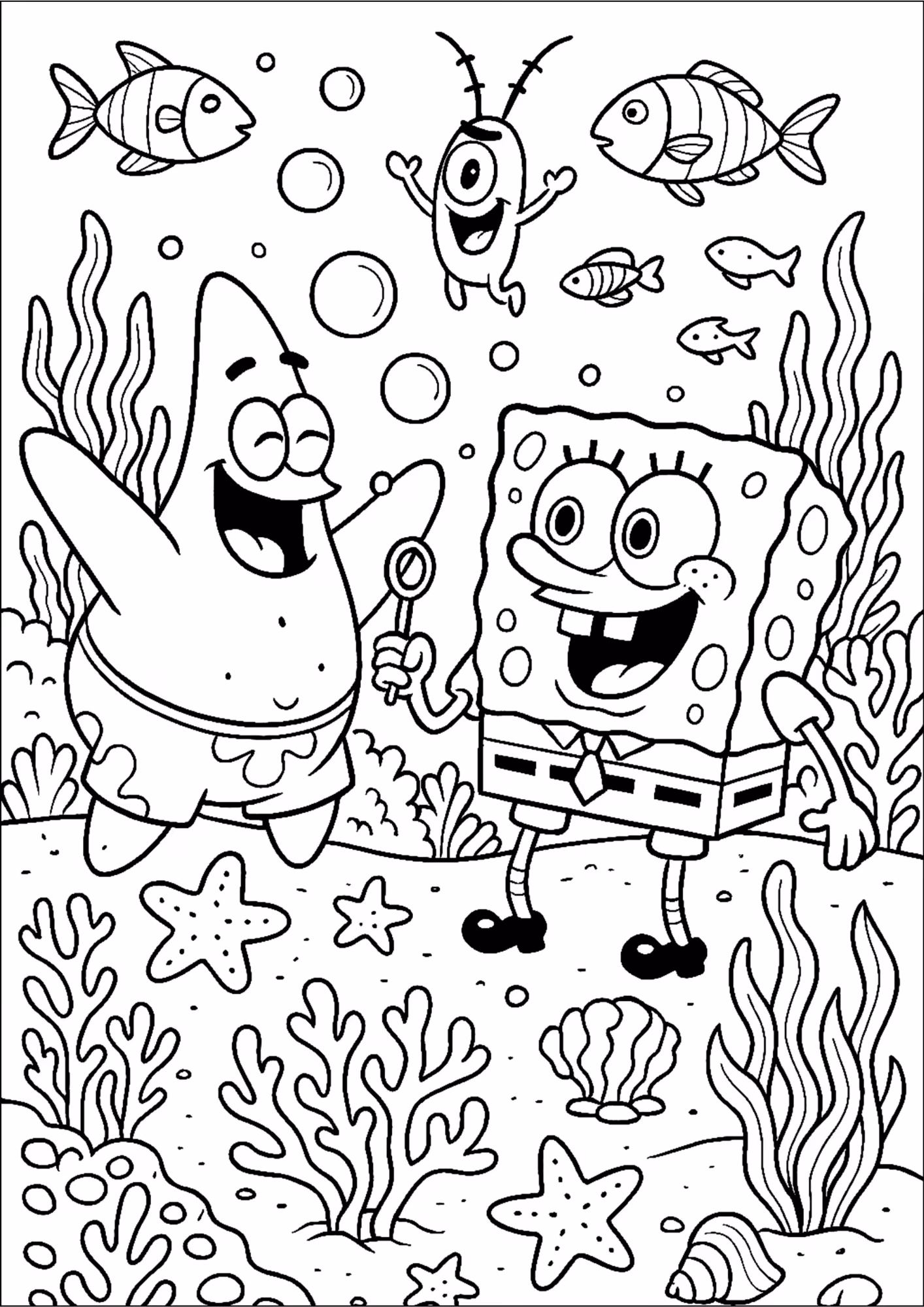 Bob esponja e para colorir — desenho para imprimir