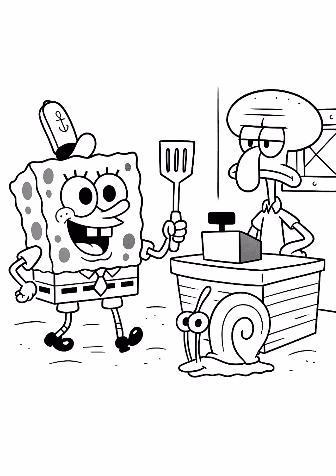 Bob esponja e para colorir — desenho para imprimir