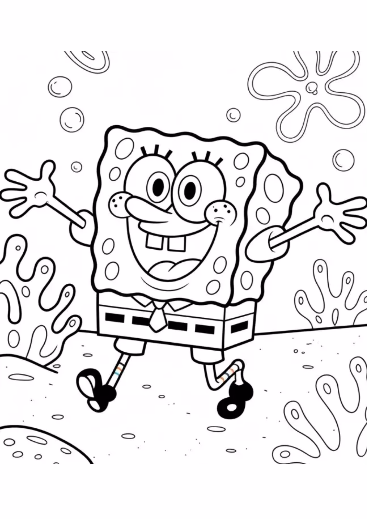 Bob esponja e para colorir — desenho para imprimir