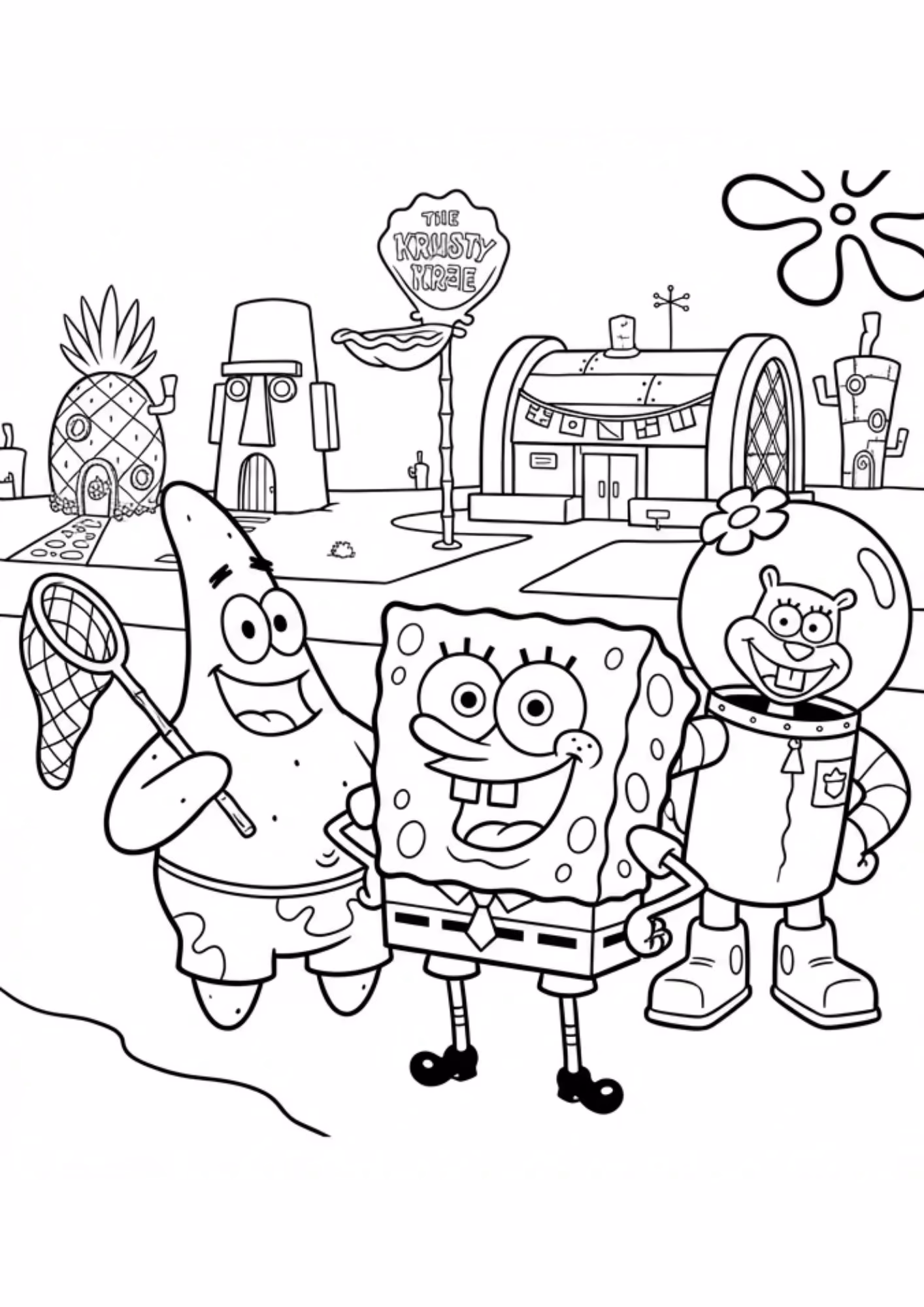 Bob esponja e para colorir — desenho para imprimir