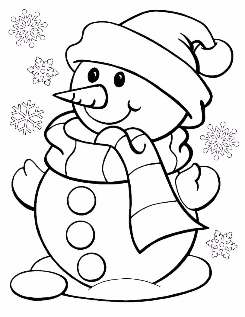 Boneco de neve para colorir — desenho para imprimir