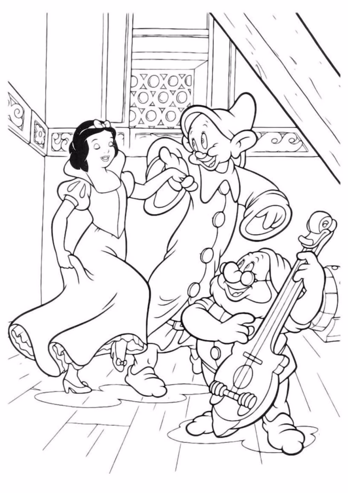 Branca de neve e para colorir — desenho para imprimir