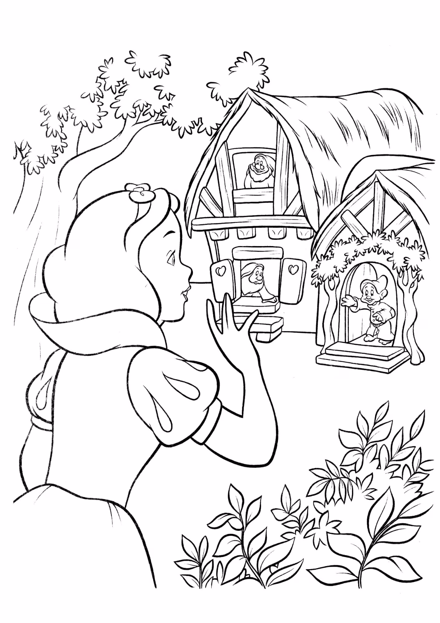 Branca de neve e para colorir — desenho para imprimir