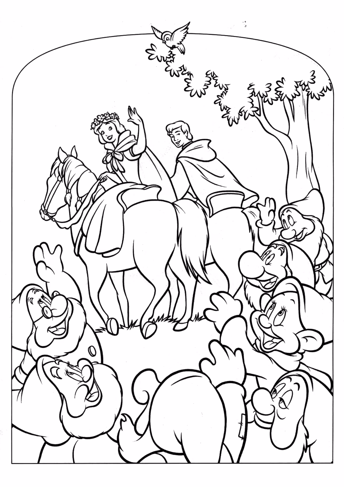 Branca de neve e para colorir — desenho para imprimir