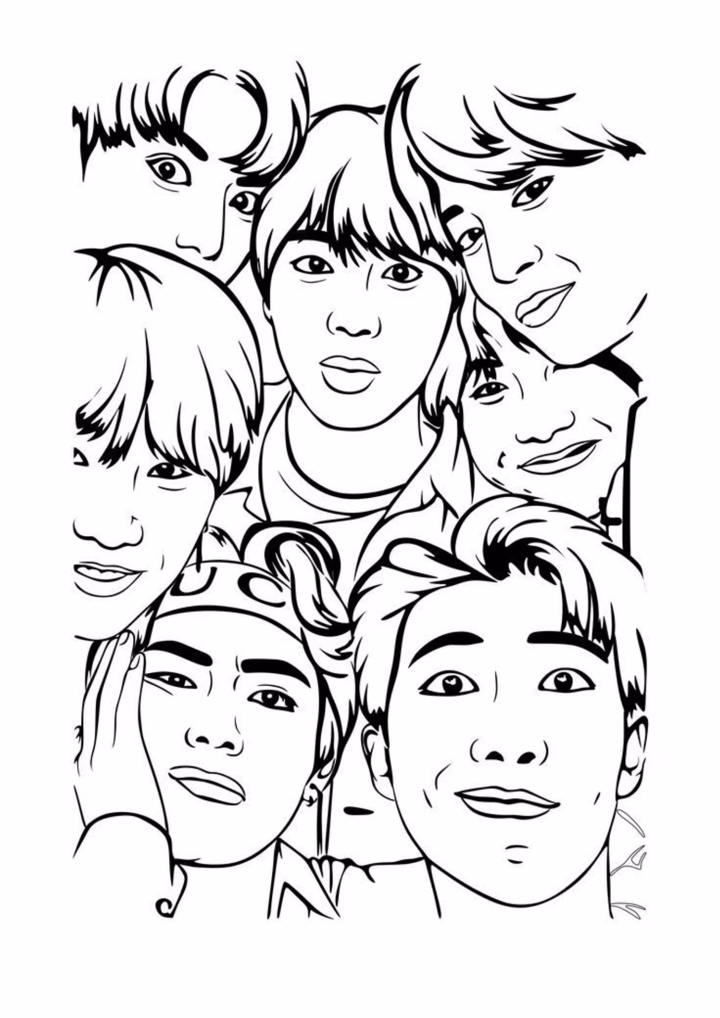 Bts e para colorir — desenho para imprimir