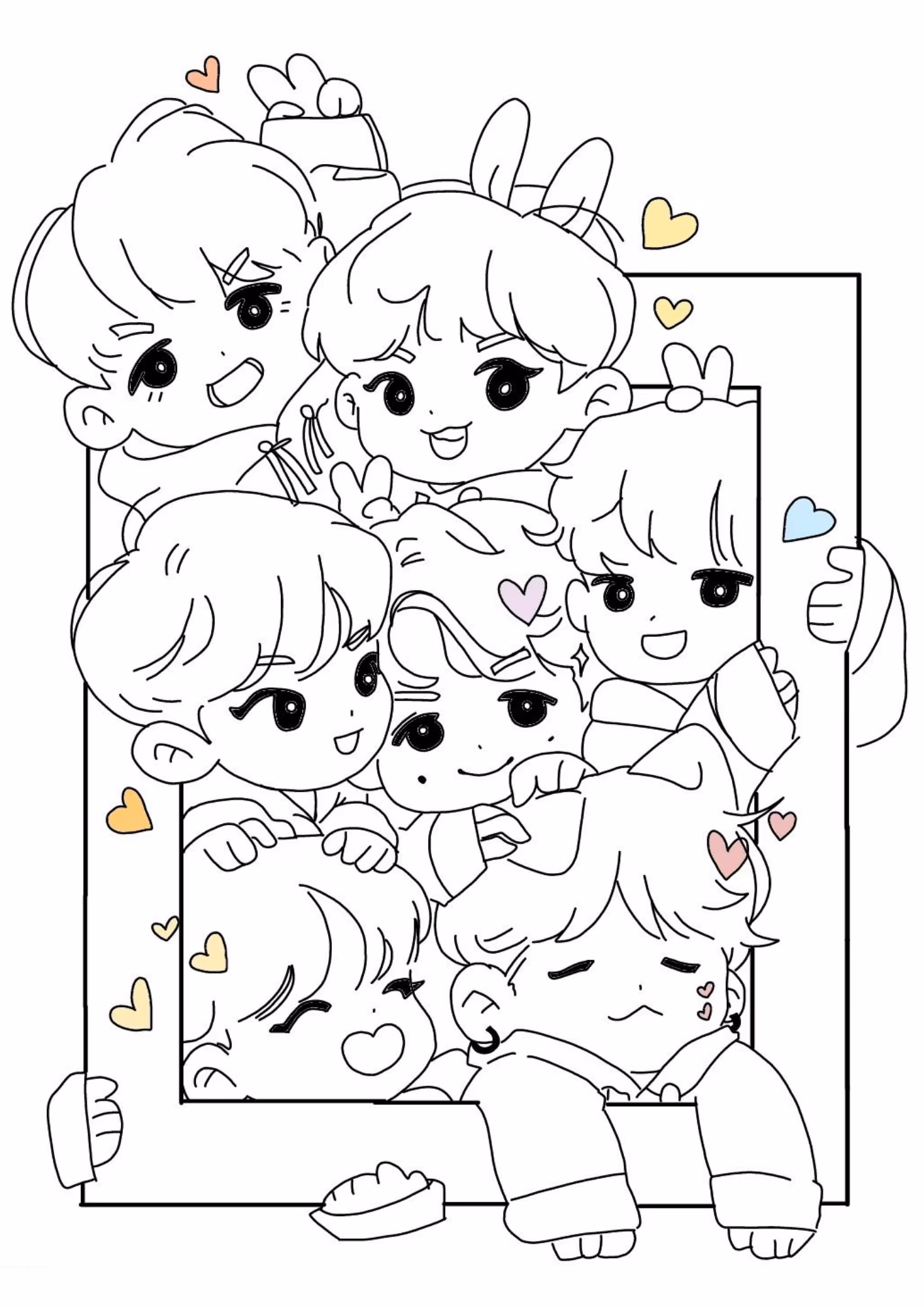 Bts e para colorir — desenho para imprimir