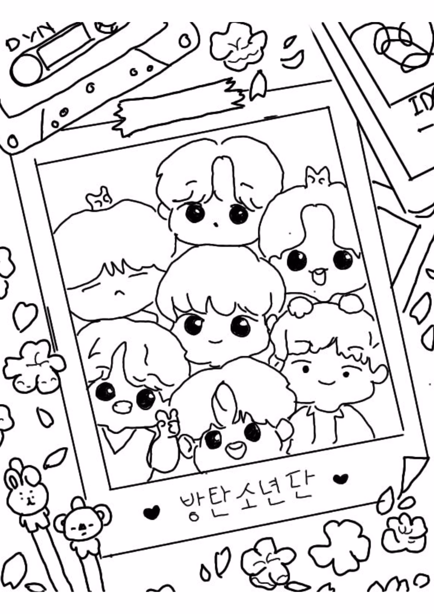 Bts e para colorir — desenho para imprimir