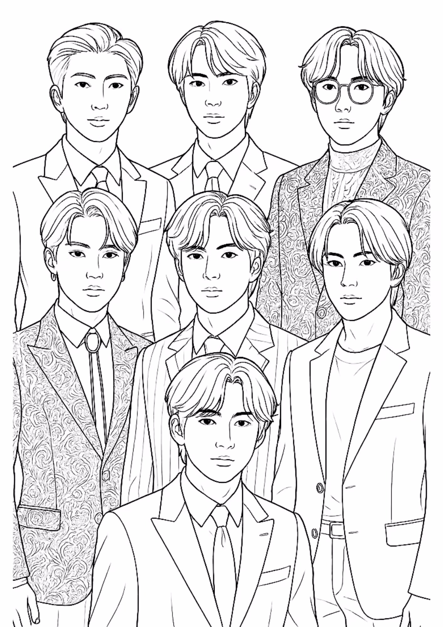 Bts e para colorir — desenho para imprimir