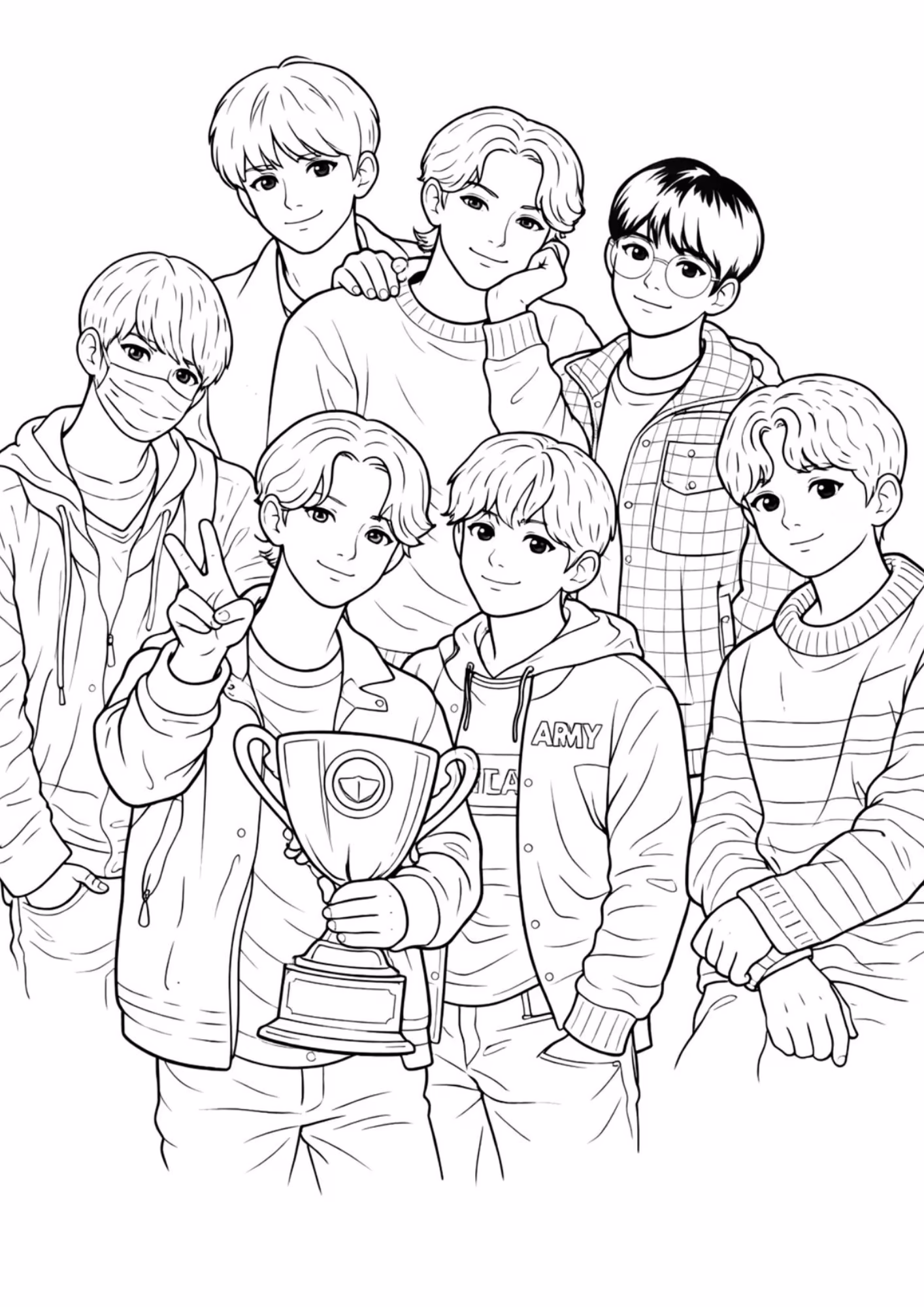 Bts e para colorir — desenho para imprimir