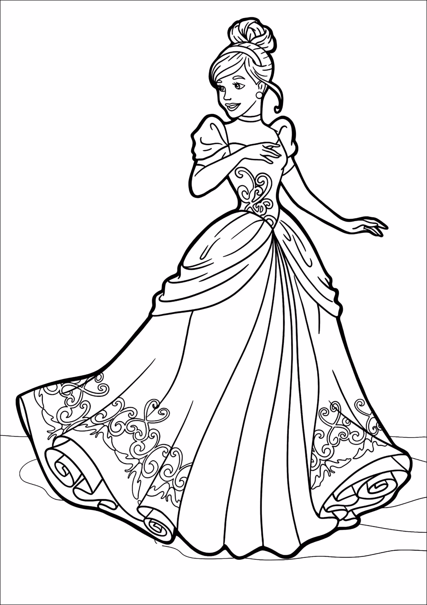 Cinderella para colorir — desenho para imprimir