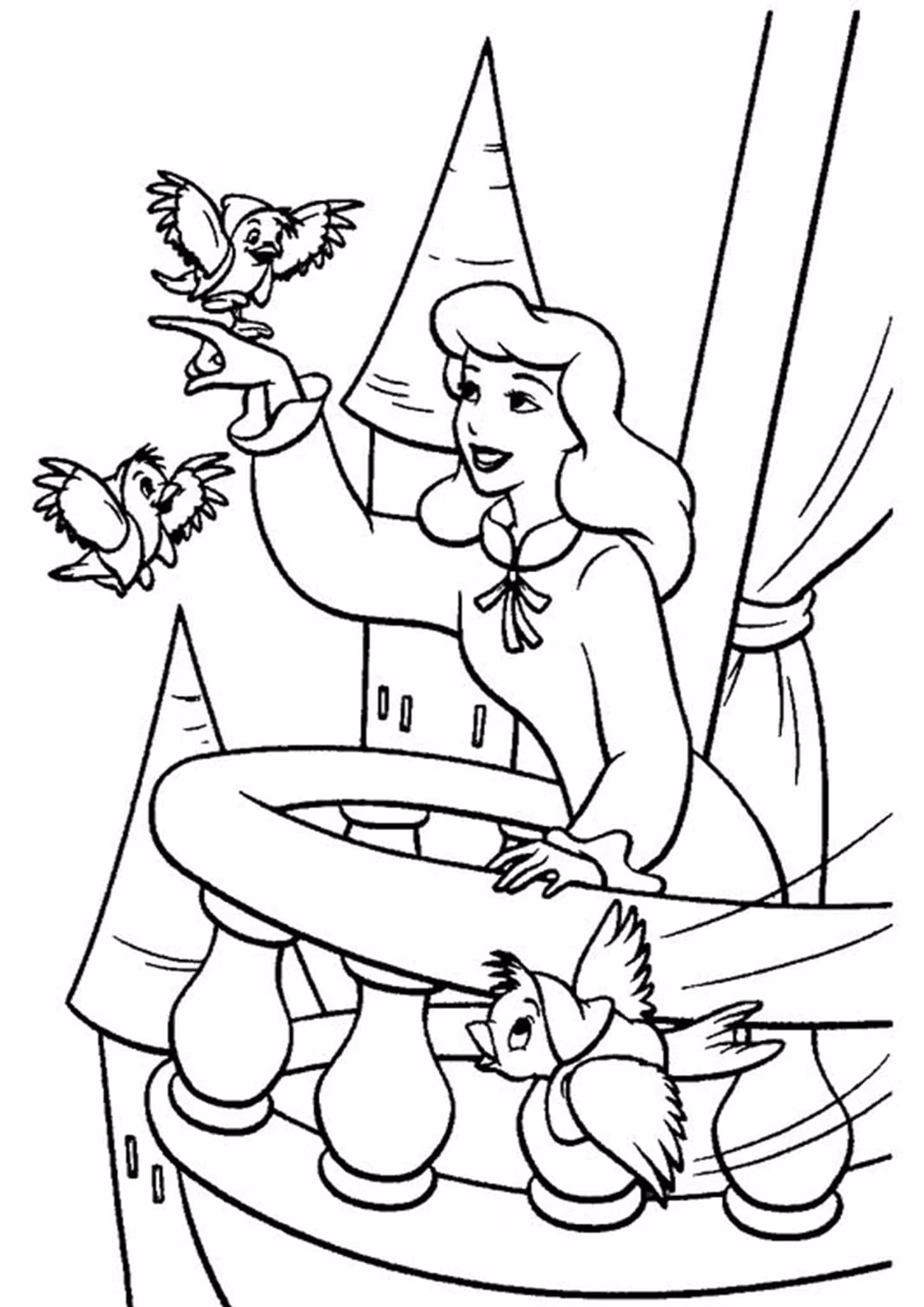 Cinderella para colorir — desenho para imprimir