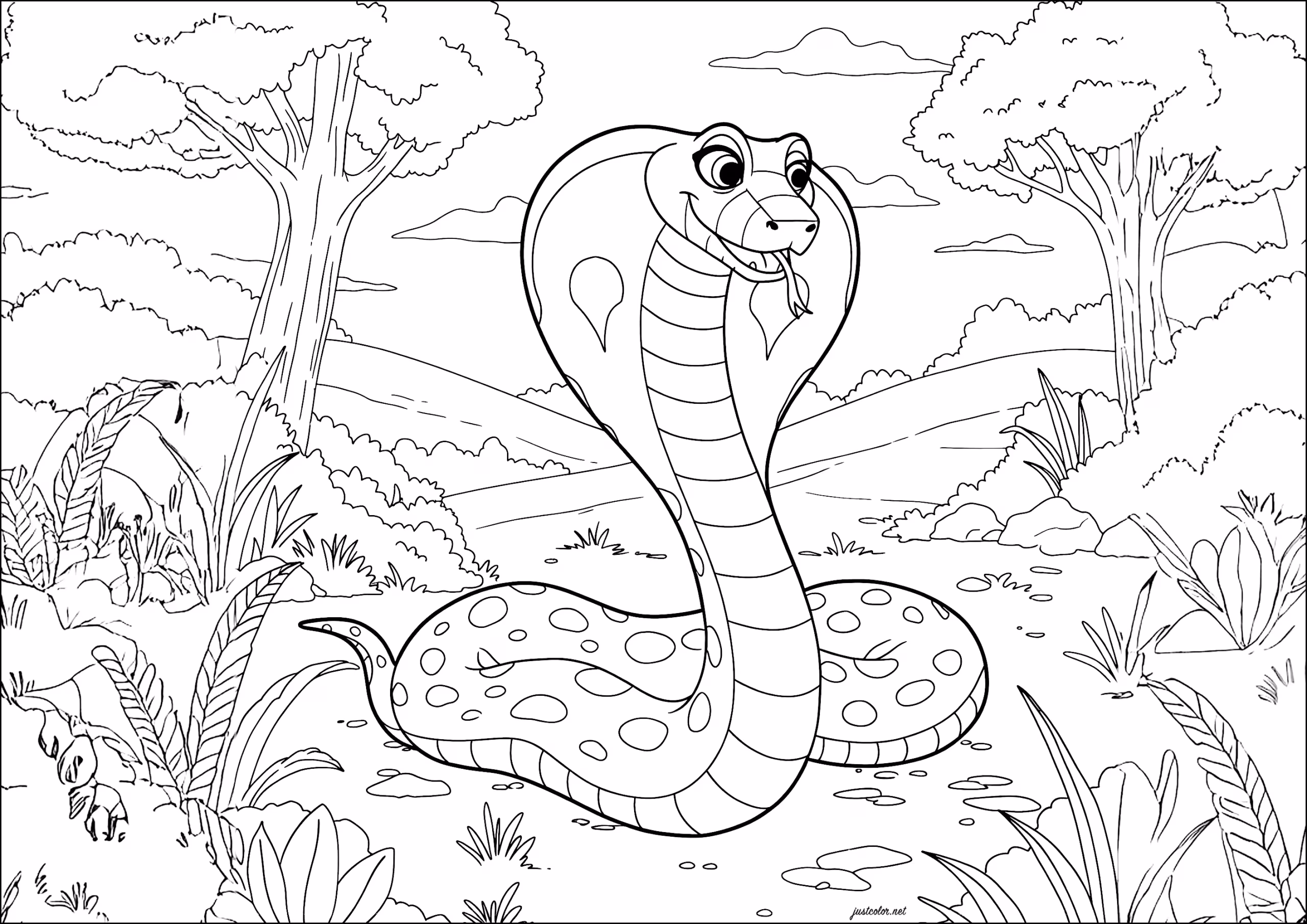 Cobra para colorir — desenho para imprimir