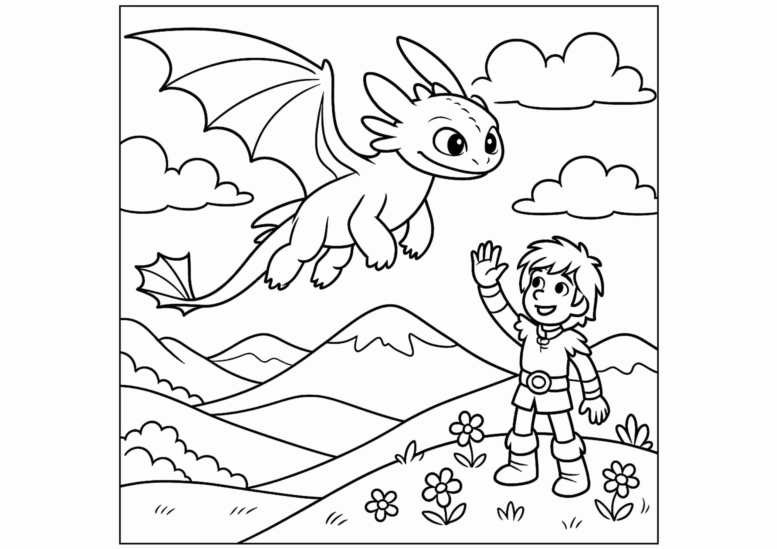 Como treinar seu dragao para colorir — desenho para imprimir