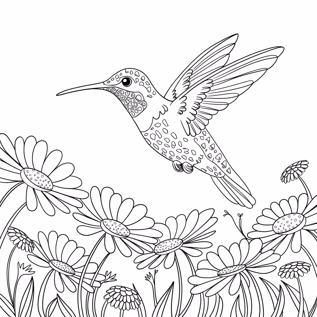 Beijaflor para colorir — desenho para imprimir