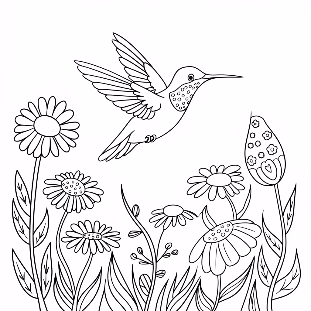 Beijaflor para colorir — desenho para imprimir
