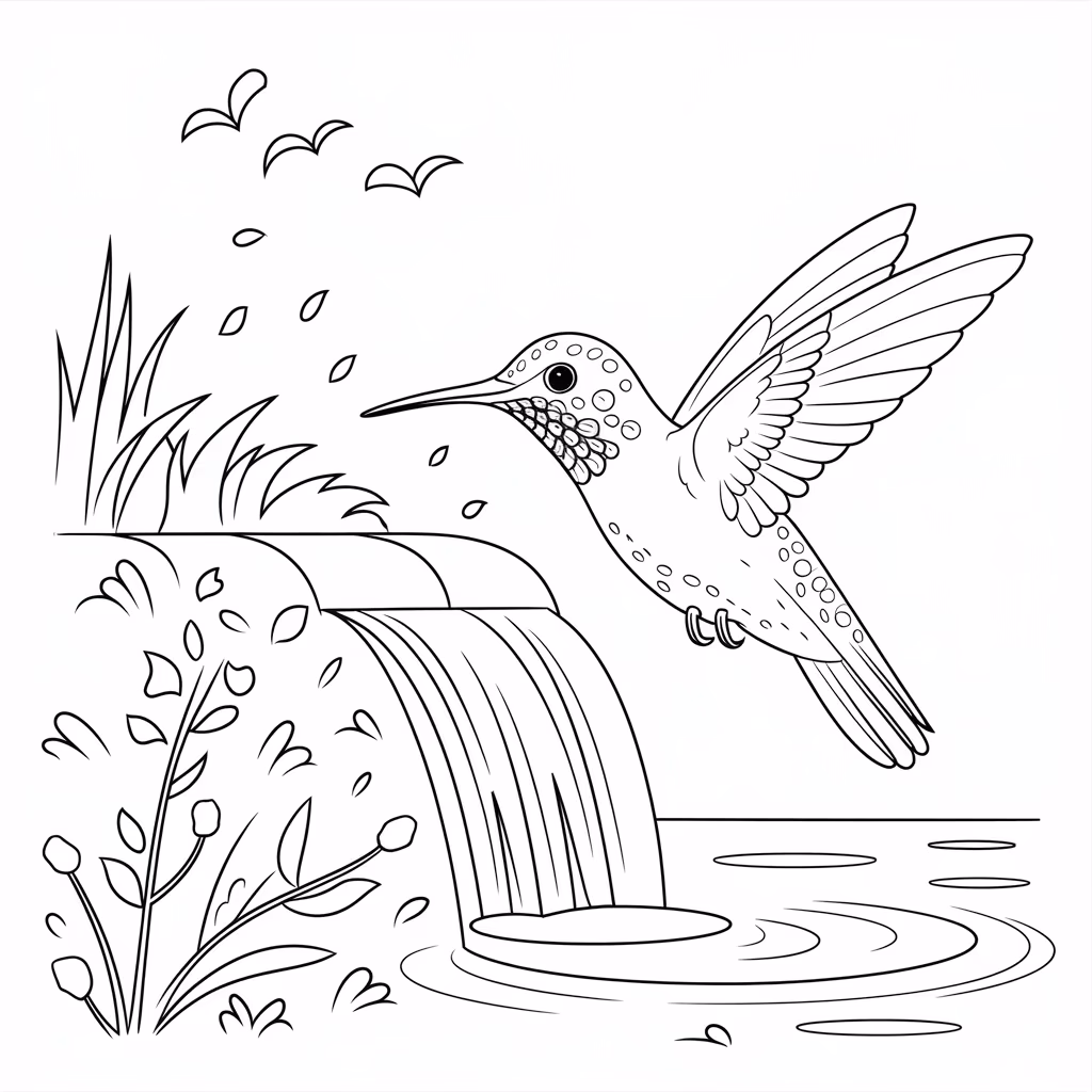 Beijaflor para colorir — desenho para imprimir