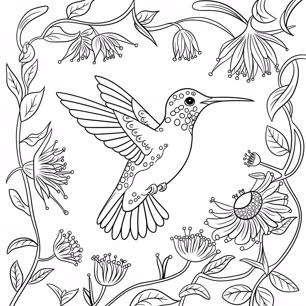 Beijaflor para colorir — desenho para imprimir