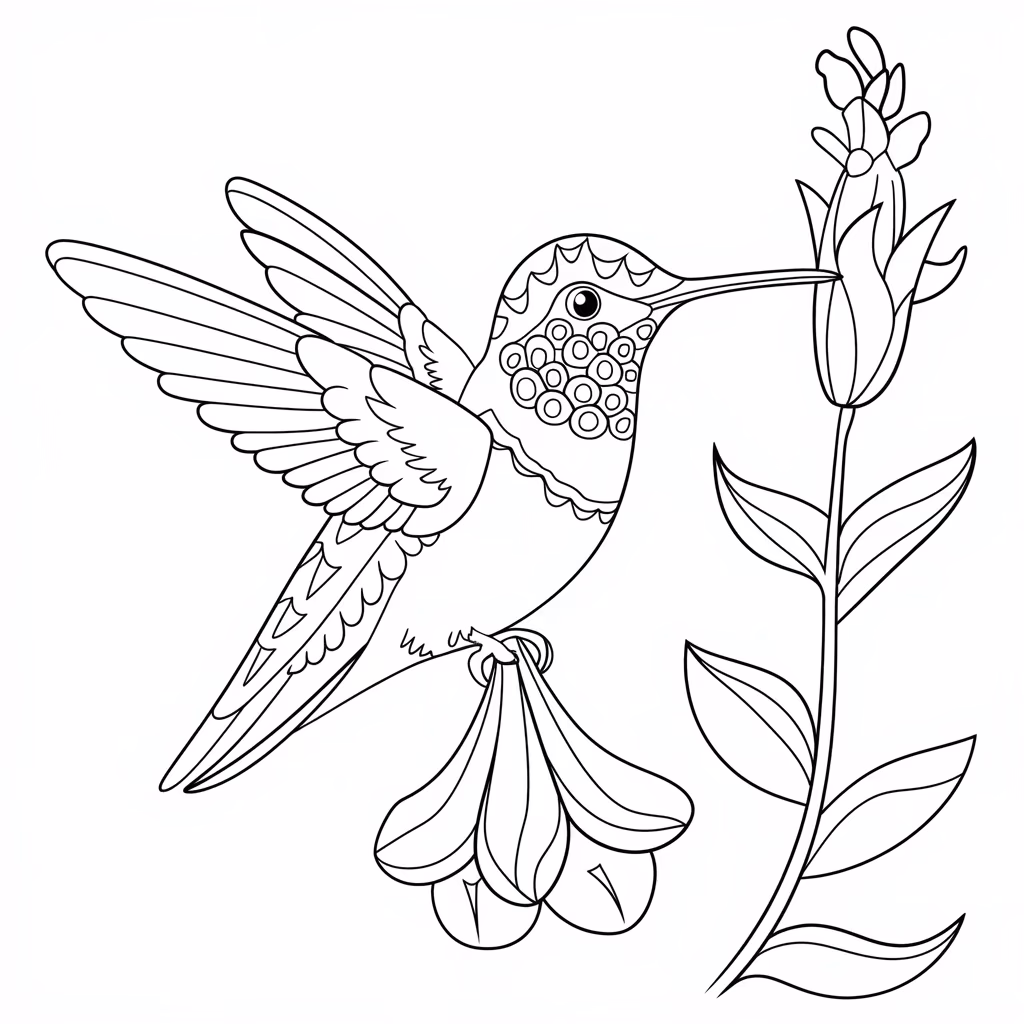 Beijaflor para colorir — desenho para imprimir