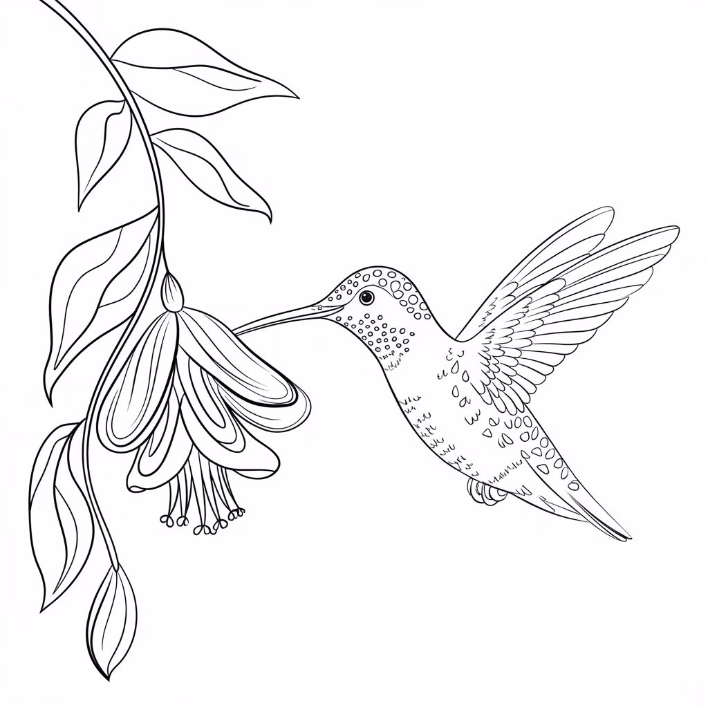 Beijaflor para colorir — desenho para imprimir