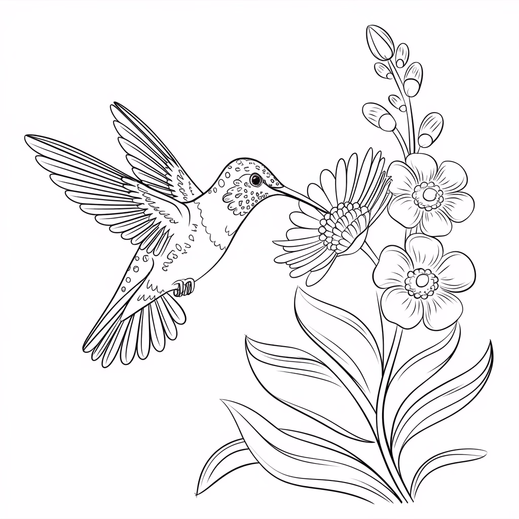 Beijaflor para colorir — desenho para imprimir