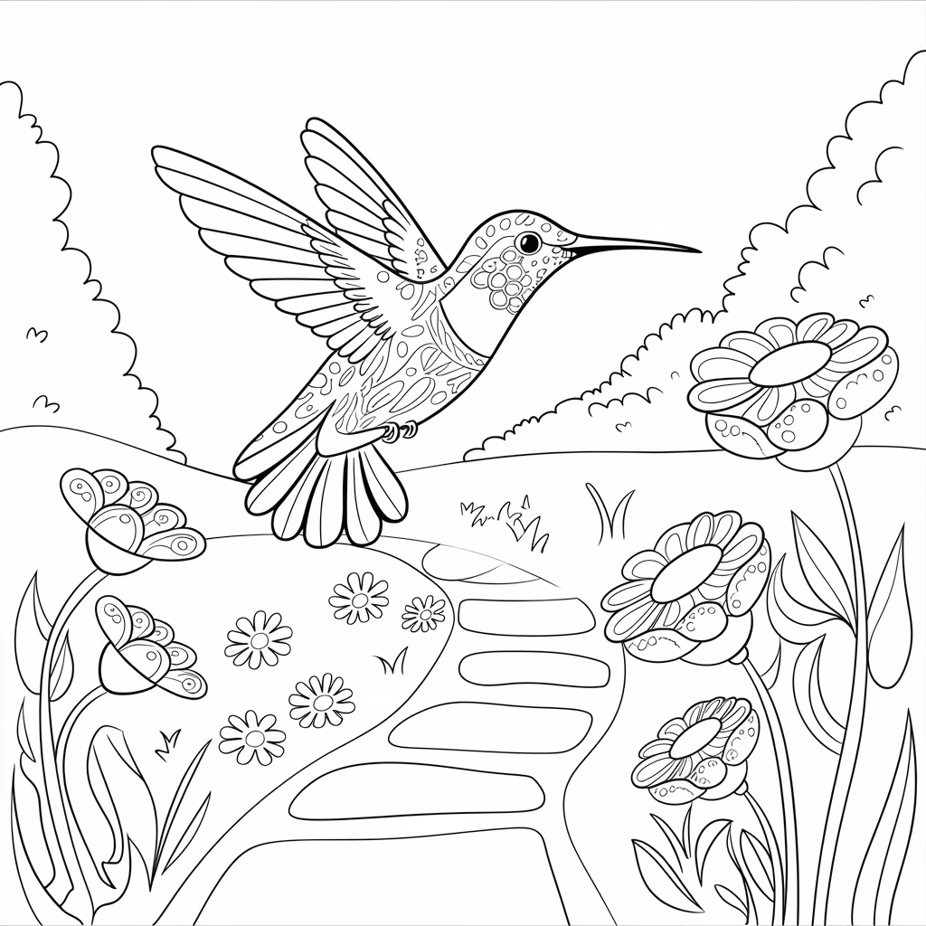 Beijaflor para colorir — desenho para imprimir