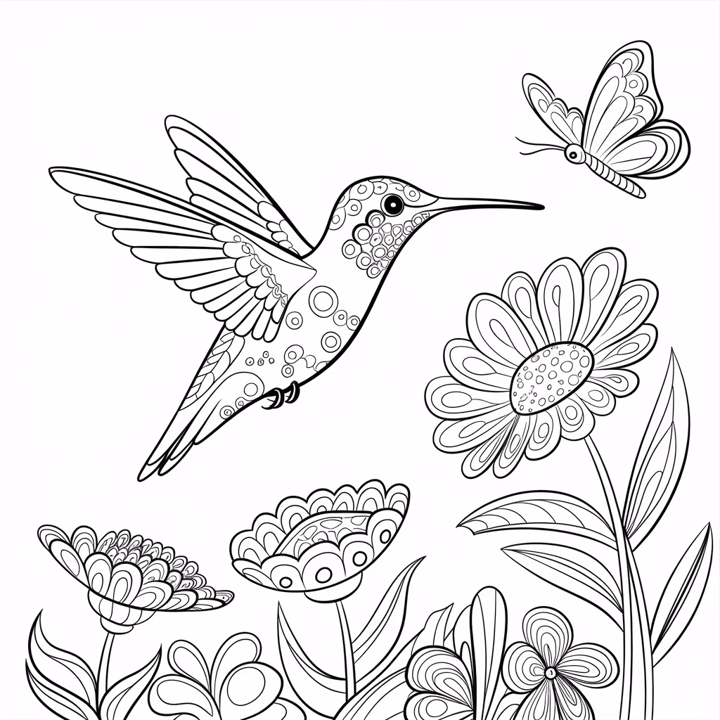 Beijaflor para colorir — desenho para imprimir