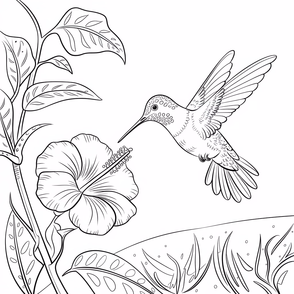 Beijaflor para colorir — desenho para imprimir