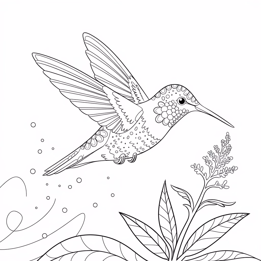 Beijaflor para colorir — desenho para imprimir