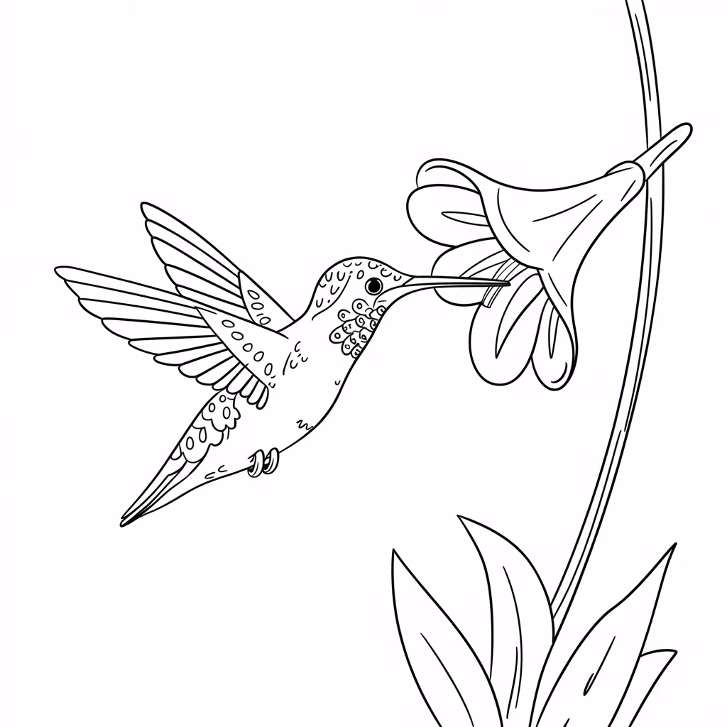 Beijaflor para colorir — desenho para imprimir