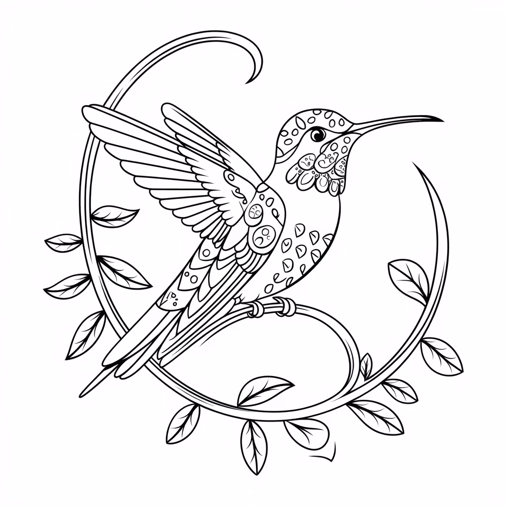 Beijaflor para colorir — desenho para imprimir