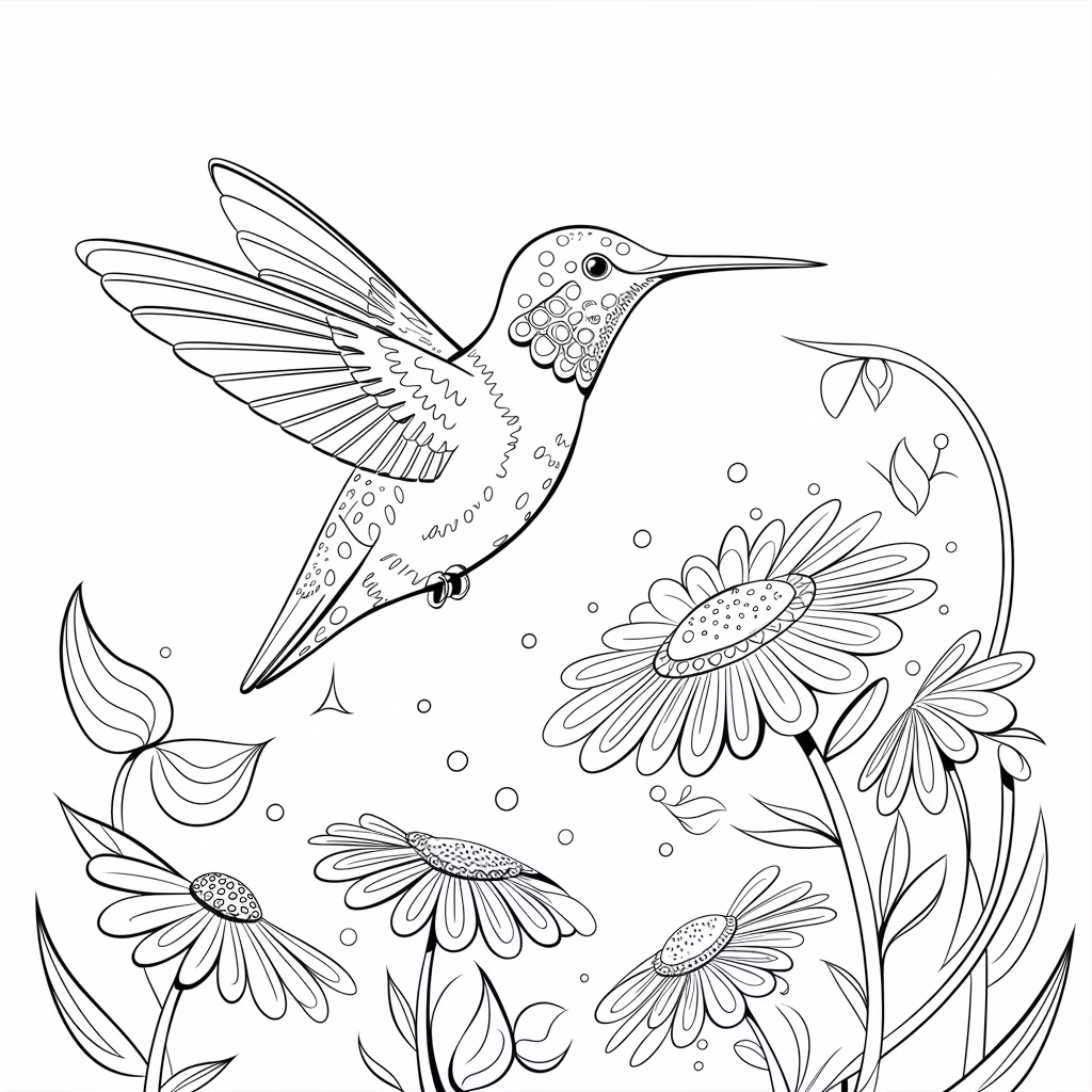 Beijaflor para colorir — desenho para imprimir