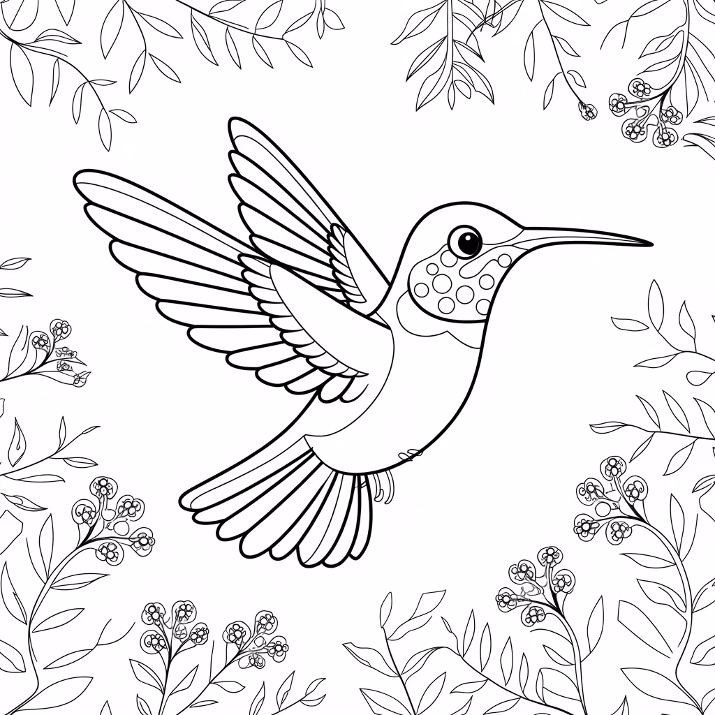Beijaflor para colorir — desenho para imprimir