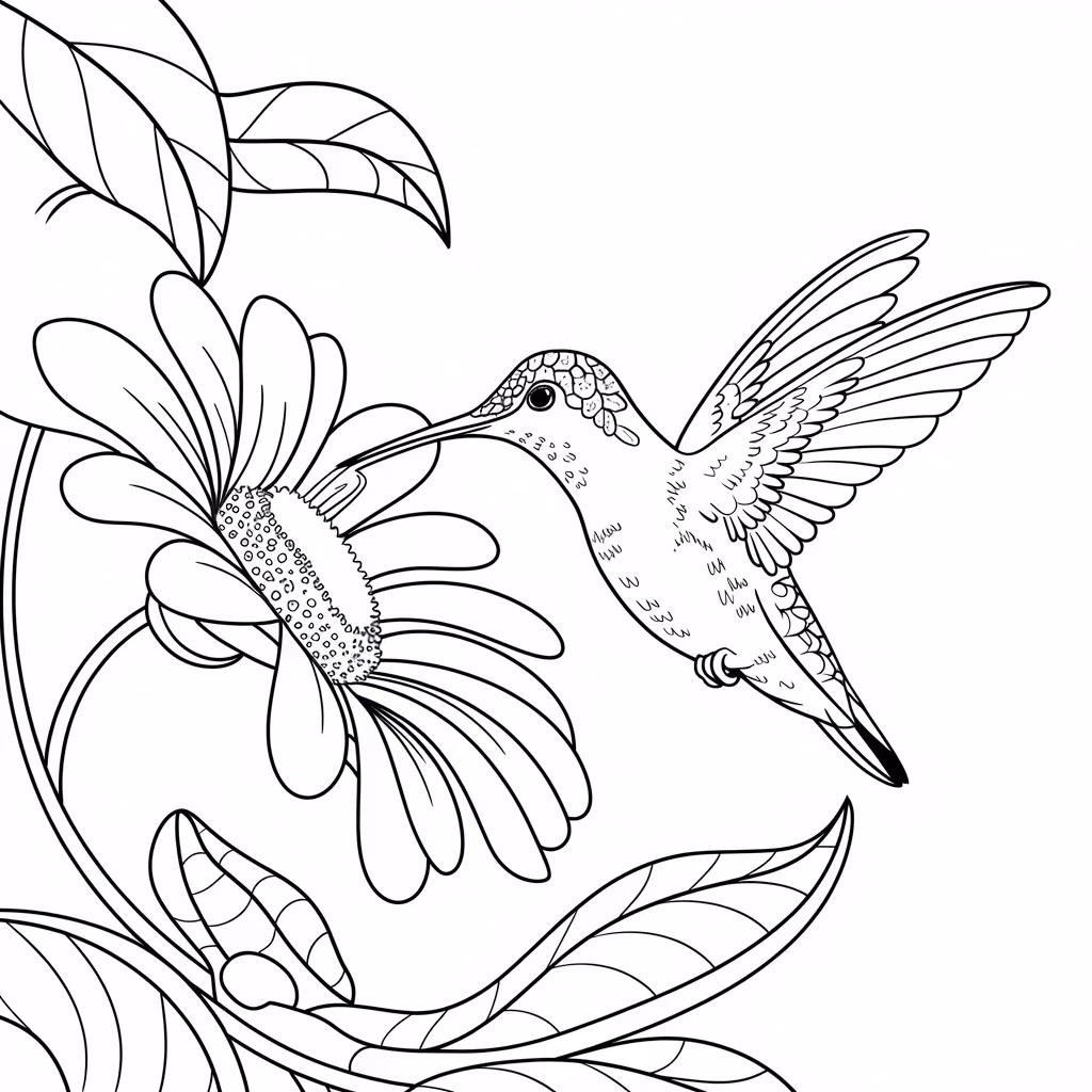 Beijaflor para colorir — desenho para imprimir