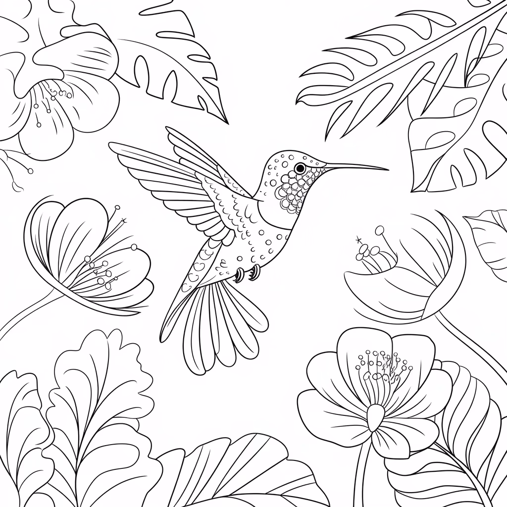 Beijaflor para colorir — desenho para imprimir